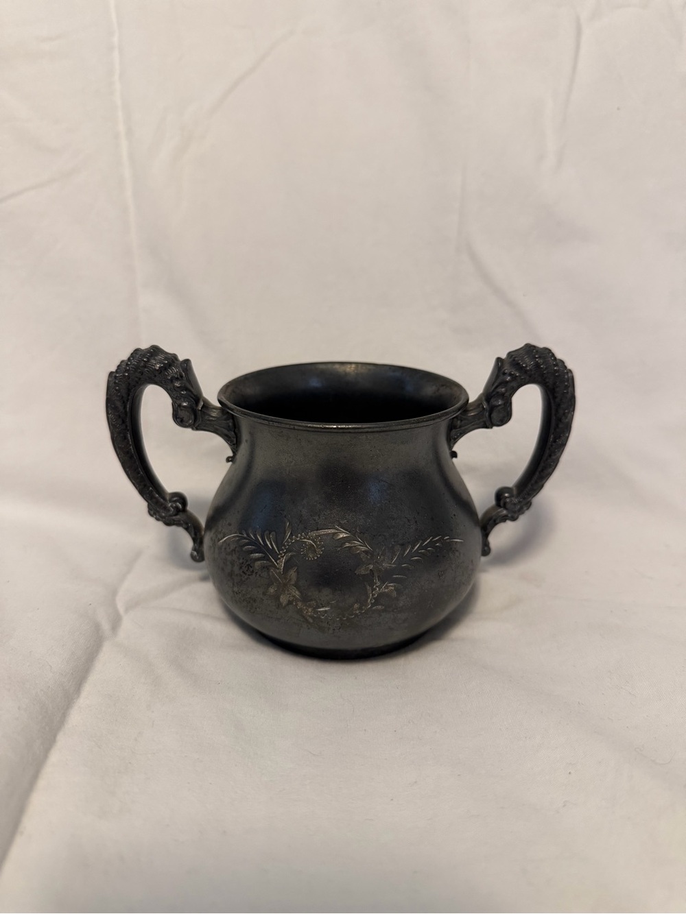 Classic Black Double-Handled Decorative Sugar Bowl